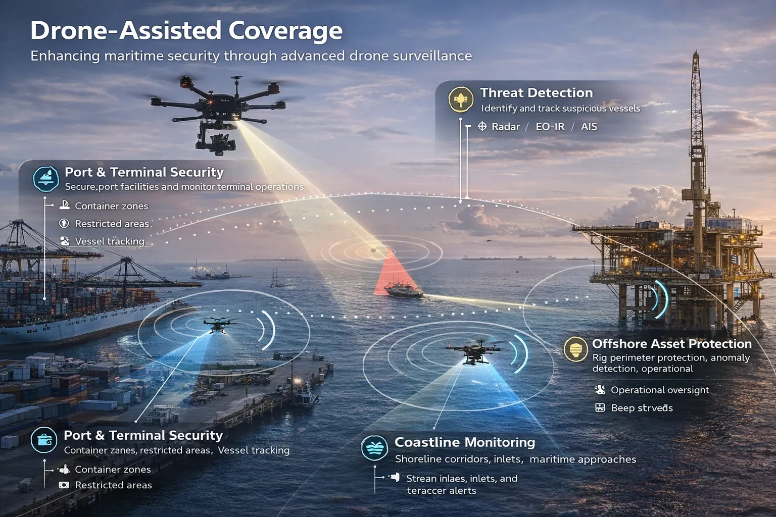Drone-assisted intelligence coverage